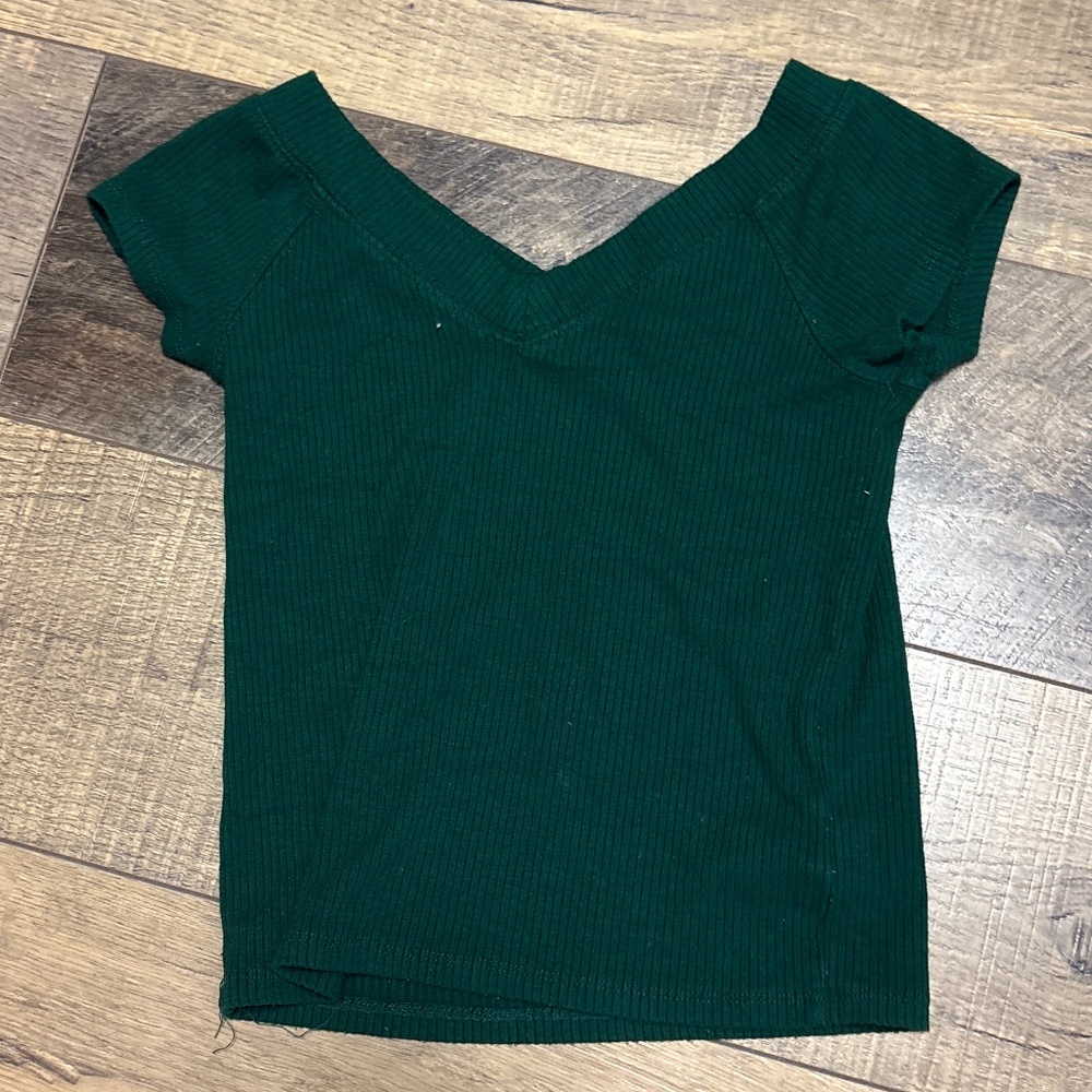 Forest Green V-Neck Knit Shirt